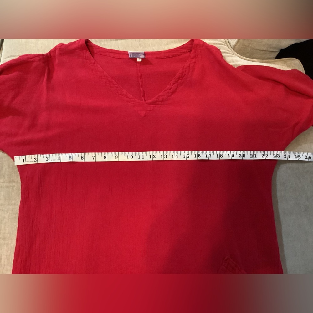 Oh My Gauze red cotton tunic size 1 - Picture 4 of 5